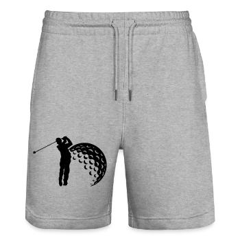 Golf Swing Silhouette - Stanley/Stella Trainer Unisex Organic Jogging Shorts - heather grey - Front - Nik (191cm) & Marisol (170cm)