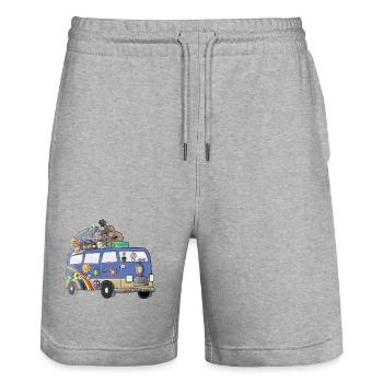Hippie Camper Motif Vanlife Camping Retro - Stanley/Stella Trainer Unisex Organic Jogging Shorts - heather grey - Front - Nik (191cm) & Marisol (170cm)