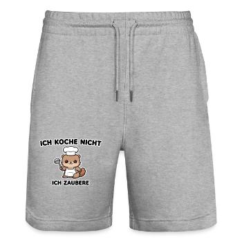 ch koche nicht ich zaubere - Koch Design - Stanley/Stella Unisex Bio Joggingshorts Trainer  - Grau meliert - Vorne - Nik (191cm) & Marisol (170cm)