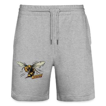 Retro-Stil-Wespe - Stanley/Stella Unisex Bio Joggingshorts Trainer  - Grau meliert - Vorne - Nik (191cm) & Marisol (170cm)