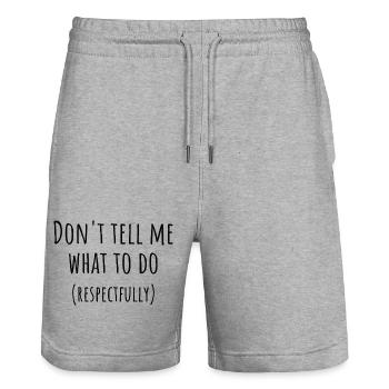 Sag mir nicht, was ich tun soll PDA Neurodivergentes Geschenk - Stanley/Stella Unisex Bio Joggingshorts Trainer  - Grau meliert - Vorne - Nik (191cm) & Marisol (170cm)