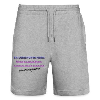 Scheitern tut mehr weh - Stanley/Stella Unisex Bio Joggingshorts Trainer  - Grau meliert - Vorne - Nik (191cm) & Marisol (170cm)