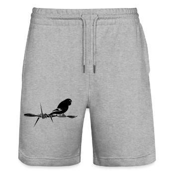 Black Graphic Parakeet – Black bird - Stanley/Stella Trainer Unisex Organic Jogging Shorts - heather grey - Front - Nik (191cm) & Marisol (170cm)