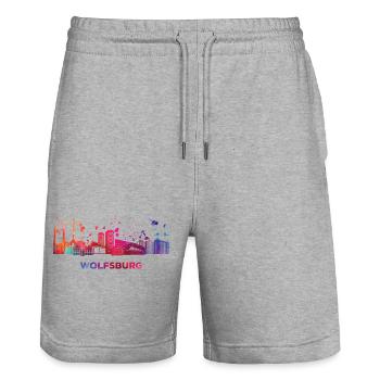 Wolfsburger Skyline Wolfsburg - Stanley/Stella Unisex Bio Joggingshorts Trainer  - Grau meliert - Vorne - Nik (191cm) & Marisol (170cm)