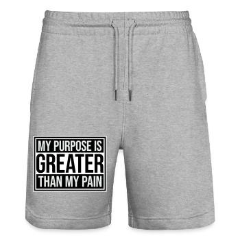 Mon but est plus grand que ma douleur, ce qui signifie le logo des guillemets - Short de jogging bio TRAINER Stanley/Stella unisexe - gris chiné - Devant - Nik (191cm) & Marisol (170cm)