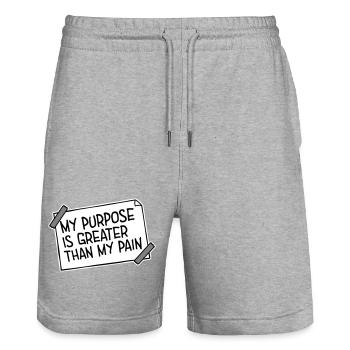 Mon but est plus grand que ma douleur, ce qui signifie le logo des guillemets - Short de jogging bio TRAINER Stanley/Stella unisexe - gris chiné - Devant - Nik (191cm) & Marisol (170cm)