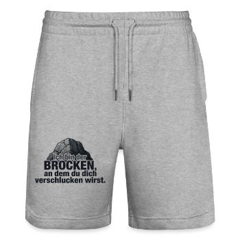 Ich bin der Brocken – Felsen Spruch Design - Stanley/Stella Unisex Bio Joggingshorts Trainer  - Grau meliert - Vorne - Nik (191cm) & Marisol (170cm)