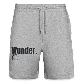 Wunder. Gern. Bar. – Humorvolles Typografie Design - Stanley/Stella Unisex Bio Joggingshorts Trainer  - Grau meliert - Vorne - Nik (191cm) & Marisol (170cm)
