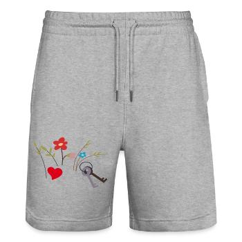 Zu Hause - Stanley/Stella Unisex Bio Joggingshorts Trainer  - Grau meliert - Vorne - Nik (191cm) & Marisol (170cm)