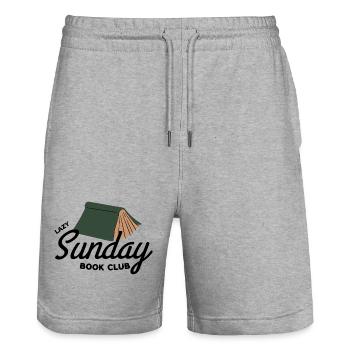 Lazy Sunday Book Club Vintage Aesthetic  - Stanley/Stella Unisex Bio Joggingshorts Trainer  - Grau meliert - Vorne - Nik (191cm) & Marisol (170cm)
