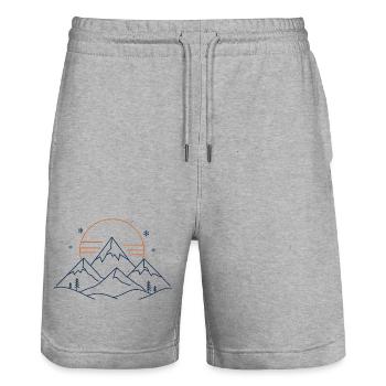 Berglandschaft mit Sonne - Stanley/Stella Unisex Bio Joggingshorts Trainer  - Grau meliert - Vorne - Nik (191cm) & Marisol (170cm)