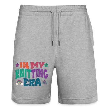 À l’époque du tricot - Short de jogging bio TRAINER Stanley/Stella unisexe - gris chiné - Devant - Nik (191cm) & Marisol (170cm)