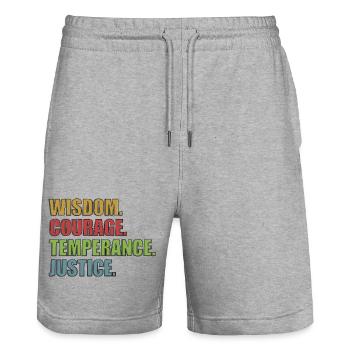 4 Stoic Virtues Retro Rainbow - Stanley/Stella Unisex Bio Joggingshorts Trainer  - Grau meliert - Vorne - Nik (191cm) & Marisol (170cm)