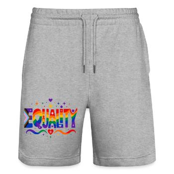 Equality Regenbogen Vielfalt Shirt Sticker Kissen - Stanley/Stella Unisex Bio Joggingshorts Trainer  - Grau meliert - Vorne - Nik (191cm) & Marisol (170cm)