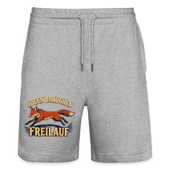 Schlaue Füchsen brauchen Freilauf - Stanley/Stella Unisex Bio Joggingshorts Trainer  - Grau meliert - Vorne - Nik (191cm) & Marisol (170cm)
