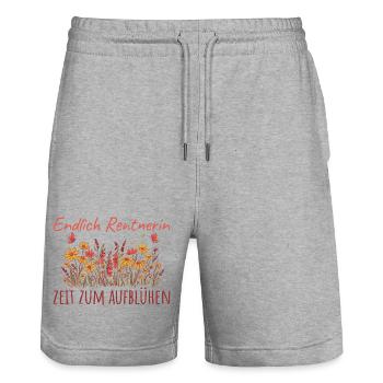 Rentnerin Zeit zum Aufblühen Kollegin Abschied - Stanley/Stella Unisex Bio Joggingshorts Trainer  - Grau meliert - Vorne - Nik (191cm) & Marisol (170cm)