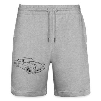 Amerikanischer Oldtimer (Schwarz) - Stanley/Stella Unisex Bio Joggingshorts Trainer  - Grau meliert - Vorne - Nik (191cm) & Marisol (170cm)
