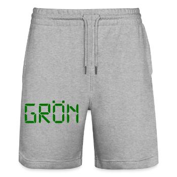 Grün – LCD - Stanley/Stella Unisex Bio Joggingshorts Trainer  - Grau meliert - Vorne - Nik (191cm) & Marisol (170cm)