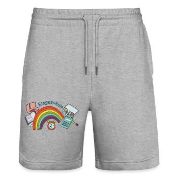 Schulstart Regenbogen  - Stanley/Stella Unisex Bio Joggingshorts Trainer  - Grau meliert - Vorne - Nik (191cm) & Marisol (170cm)