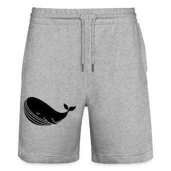 Wal Silhouette minimalistisches Meeresmotiv - Stanley/Stella Unisex Bio Joggingshorts Trainer  - Grau meliert - Vorne - Nik (191cm) & Marisol (170cm)