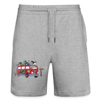 Norway Camper Motif Vanlife Camping Holiday - Stanley/Stella Trainer Unisex Organic Jogging Shorts - heather grey - Front - Nik (191cm) & Marisol (170cm)