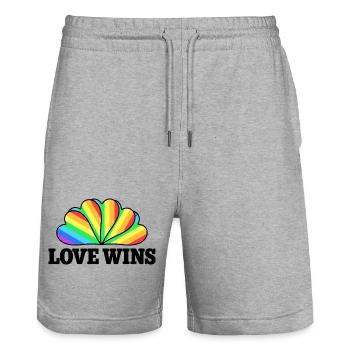 Love Wins - Regenbogen Statement Design - Stanley/Stella Unisex Bio Joggingshorts Trainer  - Grau meliert - Vorne - Nik (191cm) & Marisol (170cm)