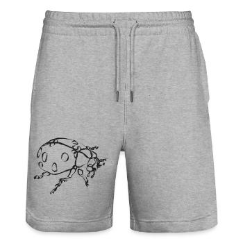 Schwarze Marienkäfer – Insektenillustration - Stanley/Stella Unisex Bio Joggingshorts Trainer  - Grau meliert - Vorne - Nik (191cm) & Marisol (170cm)