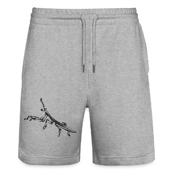 Schwarze Heuschrecke – Insektenillustration - Stanley/Stella Unisex Bio Joggingshorts Trainer  - Grau meliert - Vorne - Nik (191cm) & Marisol (170cm)