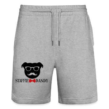 The Dandy Staffie - 010 - Stanley/Stella Trainer Unisex Organic Jogging Shorts - heather grey - Front - Nik (191cm) & Marisol (170cm)