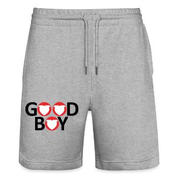 Staffie, braver Junge – 046 - Stanley/Stella Unisex Bio Joggingshorts Trainer  - Grau meliert - Vorne - Nik (191cm) & Marisol (170cm)
