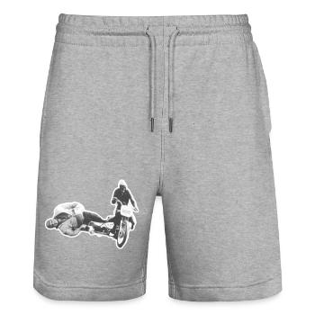 Vintage Seitenwagen-Wagmut auf Retro-Bike - Stanley/Stella Unisex Bio Joggingshorts Trainer  - Grau meliert - Vorne - Nik (191cm) & Marisol (170cm)