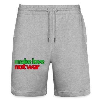 Make Love Not War - Stanley/Stella Unisex Bio Joggingshorts Trainer  - Grau meliert - Vorne - Nik (191cm) & Marisol (170cm)