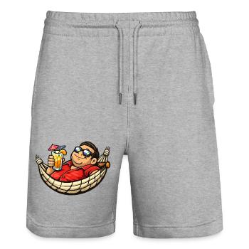 Hängematten-Profi - Stanley/Stella Unisex Bio Joggingshorts Trainer  - Grau meliert - Vorne - Nik (191cm) & Marisol (170cm)