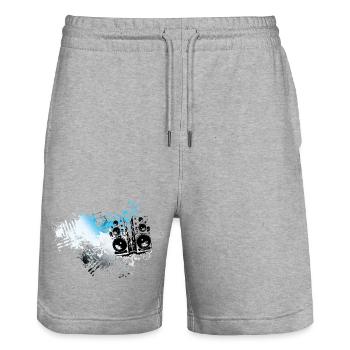 Frutiger Metro speakers - Floral Grunge Splash - Stanley/Stella Trainer Unisex Organic Jogging Shorts - heather grey - Front - Nik (191cm) & Marisol (170cm)