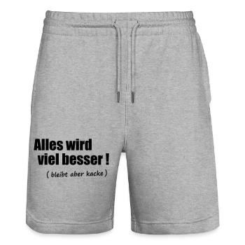 Alles wird viel besser - Stanley/Stella Unisex Bio Joggingshorts Trainer  - Grau meliert - Vorne - Nik (191cm) & Marisol (170cm)