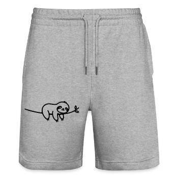 Schlafendes Faultier auf Ast Tiermotiv - Stanley/Stella Unisex Bio Joggingshorts Trainer  - Grau meliert - Vorne - Nik (191cm) & Marisol (170cm)