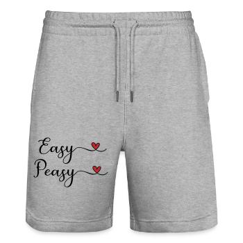 Easy Peasy Design with heart - Stanley/Stella Trainer Unisex Organic Jogging Shorts - heather grey - Front - Nik (191cm) & Marisol (170cm)