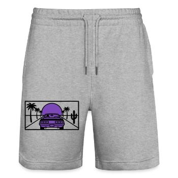 Nachtfahrt Highway Grafik - Stanley/Stella Unisex Bio Joggingshorts Trainer  - Grau meliert - Vorne - Nik (191cm) & Marisol (170cm)