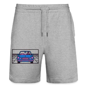 Retro Car Miami Logo - Stanley/Stella Trainer Unisex Organic Jogging Shorts - heather grey - Front - Nik (191cm) & Marisol (170cm)