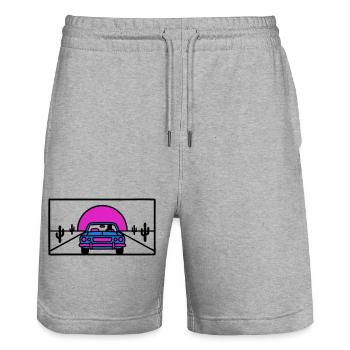Wueste Highway Auto Logo - Stanley/Stella Unisex Bio Joggingshorts Trainer  - Grau meliert - Vorne - Nik (191cm) & Marisol (170cm)