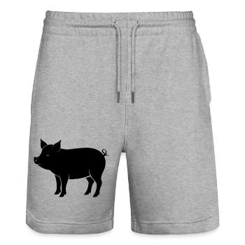 cochon - Short de jogging bio TRAINER Stanley/Stella unisexe - gris chiné - Devant - Nik (191cm) & Marisol (170cm)