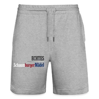 Echtes Schaumburger Mädel Niedersachsen - Stanley/Stella Unisex Bio Joggingshorts Trainer  - Grau meliert - Vorne - Nik (191cm) & Marisol (170cm)