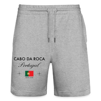 Cabo da Roca Portugal Koordinaten Reise Souvenir - Stanley/Stella Unisex Bio Joggingshorts Trainer  - Grau meliert - Vorne - Nik (191cm) & Marisol (170cm)