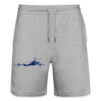 Helicopter Helicopter Heartbeat - Stanley/Stella Trainer Unisex Organic Jogging Shorts - heather grey - Front - Nik (191cm) & Marisol (170cm)
