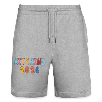 Kita Kind 2026  - Stanley/Stella Unisex Bio Joggingshorts Trainer  - Grau meliert - Vorne - Nik (191cm) & Marisol (170cm)