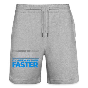 Nicht Schnell Erledigt Motiv - Stanley/Stella Unisex Bio Joggingshorts Trainer  - Grau meliert - Vorne - Nik (191cm) & Marisol (170cm)