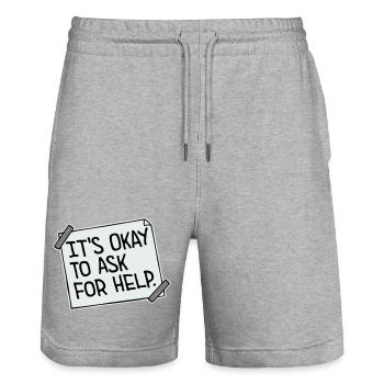 It's Okay To Ask For Help Help Questions Saying Logo - Stanley/Stella Trainer Unisex Organic Jogging Shorts - heather grey - Front - Nik (191cm) & Marisol (170cm)