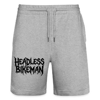 HeadlessBikeman_Typography - Stanley/Stella Trainer Unisex Organic Jogging Shorts - heather grey - Front - Nik (191cm) & Marisol (170cm)
