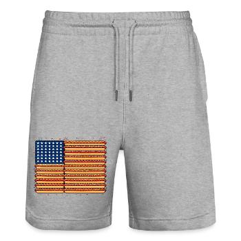  Amerikanische Flagge Aus Hotdogs Für Grillfans - Stanley/Stella Unisex Bio Joggingshorts Trainer  - Grau meliert - Vorne - Nik (191cm) & Marisol (170cm)