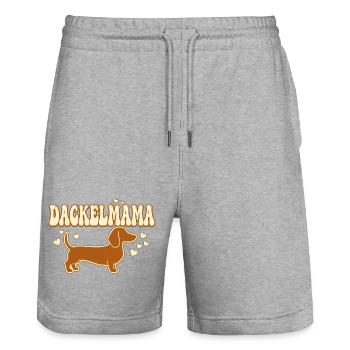 Dackelmama Shirt | Stolze Dackel Mama Geschenk  - Stanley/Stella Unisex Bio Joggingshorts Trainer  - Grau meliert - Vorne - Nik (191cm) & Marisol (170cm)